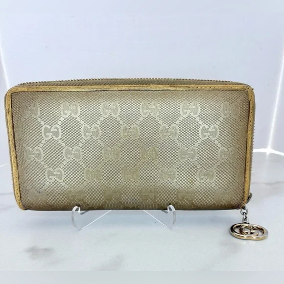 GUCCI GG Imprimé Leather Zip Around Wallet - Picture 1 of 12